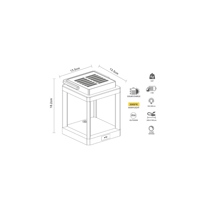 Lampa Masa Incarcare Solara 300lm cu baterie reincarcabila si USB