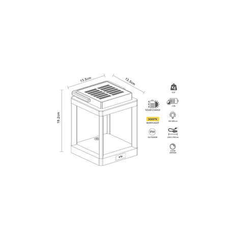 Lampa Masa Incarcare Solara 300lm cu baterie reincarcabila si USB