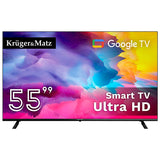 Google Smart Inch Ultrahd 4K & Kruger TV 55 cu Internet WiFi, USB, Telecomanda si Sunet Stereo