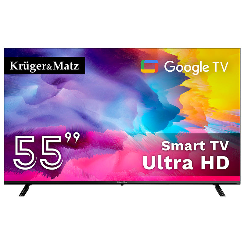 Google Smart Inch Ultrahd 4K & Kruger TV 55 cu Internet WiFi, USB, Telecomanda si Sunet Stereo