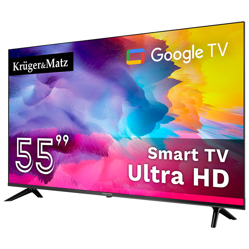 Google Smart Inch Ultrahd 4K & Kruger TV 55 cu Internet WiFi, USB, Telecomanda si Sunet Stereo