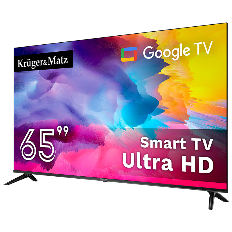 Google Smart Inch Ultrahd 4K & Kruger TV 65 cu Internet WiFi, USB, Telecomanda si Sunet Stereo