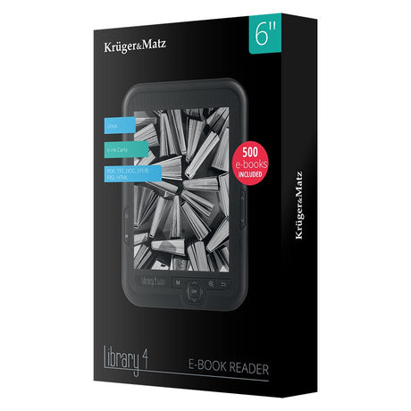 Ebook Reader 6 Inch E-ink Library 4 Kruger Km 0290 cu baterie 1400 mAh si USB