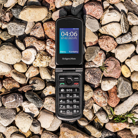Telefon Rugged Iron 5 Flip & Kruger Km 0466 cu Bluetooth, radio FM, baterie 1200 mAh si USB