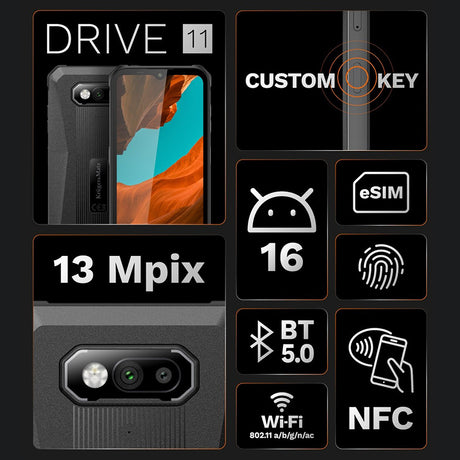 Smartphone Drive 11 Android 16 & Kruger Km 05006 cu Bluetooth, radio FM, Internet WiFi si baterie 6500 mAh