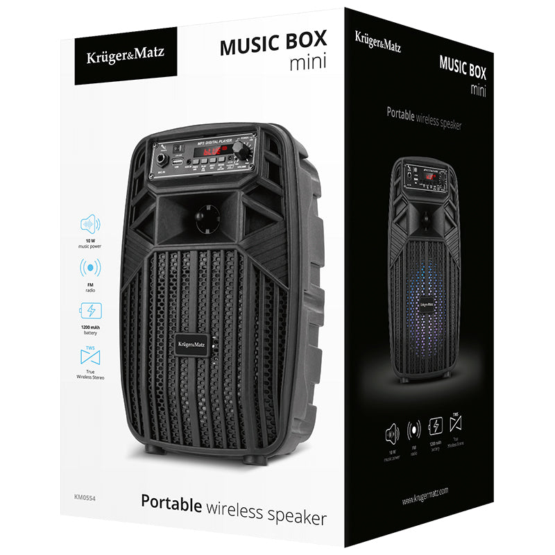 Boxa Portabila Music Box Mini & Kruger Km 0554 cu Bluetooth, baterie 1200 mAh, AUX si USB