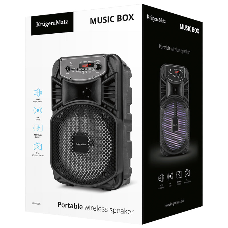 Boxa Portabila Music Box & Kruger Km 0555 cu Bluetooth, baterie 1200 mAh, AUX si USB
