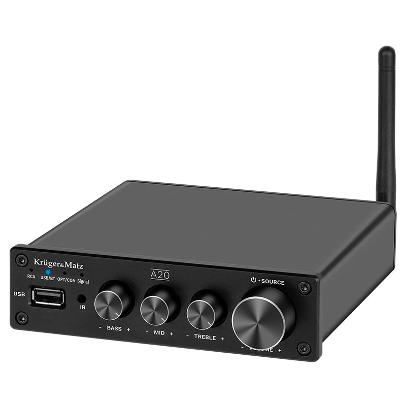 Amplificator Audio Stereo 2x100w & Kruger a 20 cu Bluetooth, USB, Telecomanda si Sunet Stereo