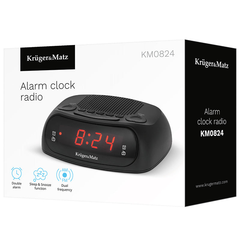 Radio cu ceas Desteptator & Kruger Km 0824 cu radio FM, alarma si baterie reincarcabila