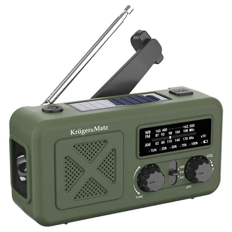 Radio Multifunctional Solar cu Lanterna, Powerbank si SOS, 2000 mAh, AM/FM/WB, Incarcare USB-C