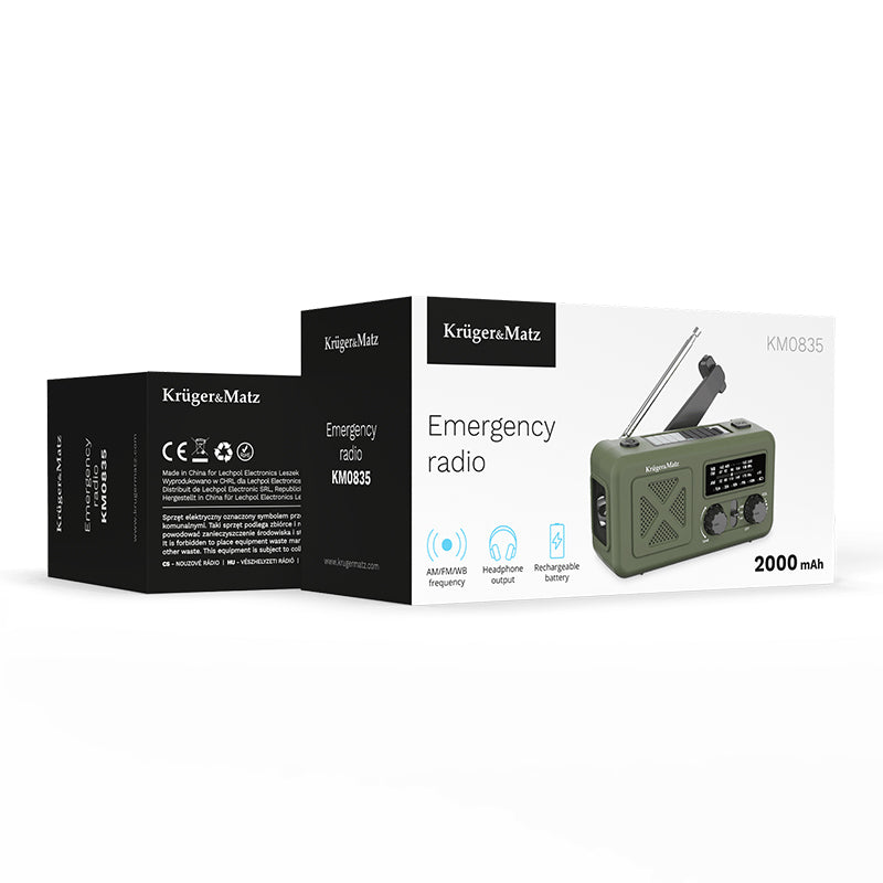 Radio Multifunctional Solar cu Lanterna, Powerbank si SOS, 2000 mAh, AM/FM/WB, Incarcare USB-C