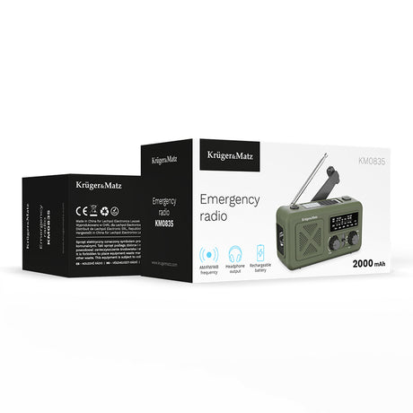 Radio Multifunctional Solar cu Lanterna, Powerbank si SOS, 2000 mAh, AM/FM/WB, Incarcare USB-C