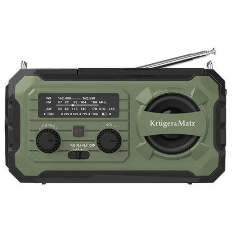 Radio Multifunctional Solar Kruger&Matz, Powerbank 10000 mAh, Lanterna, Lampa de Lucru, SOS, AM/FM/WB