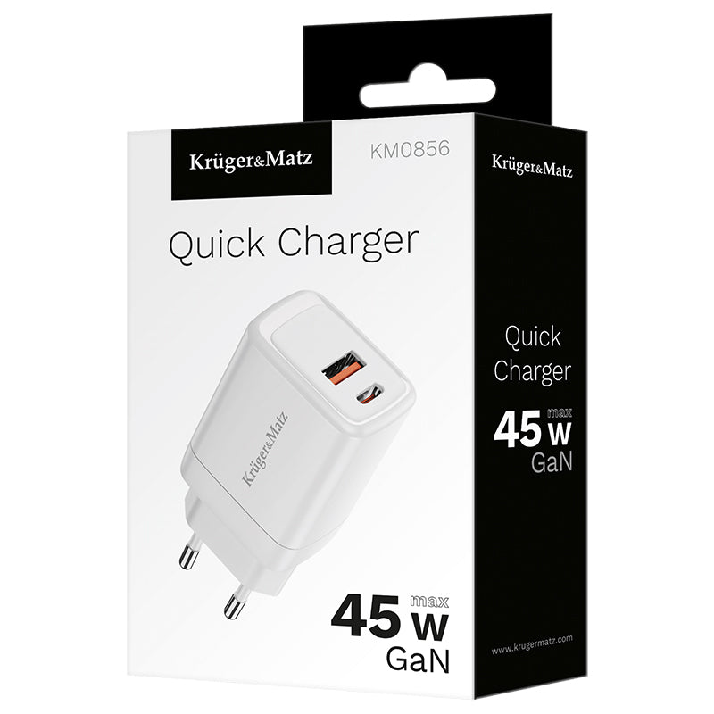 Incarcator Retea Pd Qc & Kruger Gan 45W cu USB