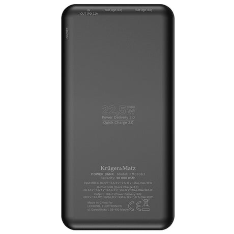 Power Li-pol Qc 3.0 Pd 3.0 & Kruger Bank 20000mAh cu baterie 20000 mAh si USB