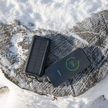Power Bank Solar 10000 mAh Li-pol & Kruger Km 0910 cu incarcare wireless, baterie 10000 mAh si USB