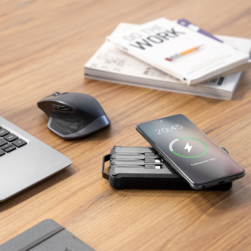 Power Bank Solar 10000 mAh Li-pol & Kruger Km 0910 cu incarcare wireless, baterie 10000 mAh si USB
