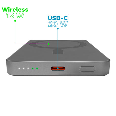 Power mAh Mag Safe & Kruger Bank 5000 cu incarcare wireless, baterie 5000 mAh si USB