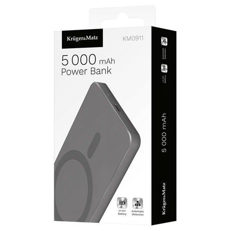 Power mAh Mag Safe & Kruger Bank 5000 cu incarcare wireless, baterie 5000 mAh si USB