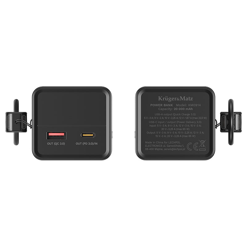 Power mAh Li-ion Qc Pd & Kruger Bank 20000 cu afisaj LCD, baterie 20000 mAh si USB