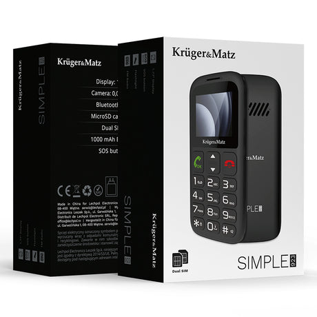 Telefon GSM Seniori Buton Sos & Kruger Km 0923-2g cu Bluetooth, radio FM, alarma si baterie reincarcabila