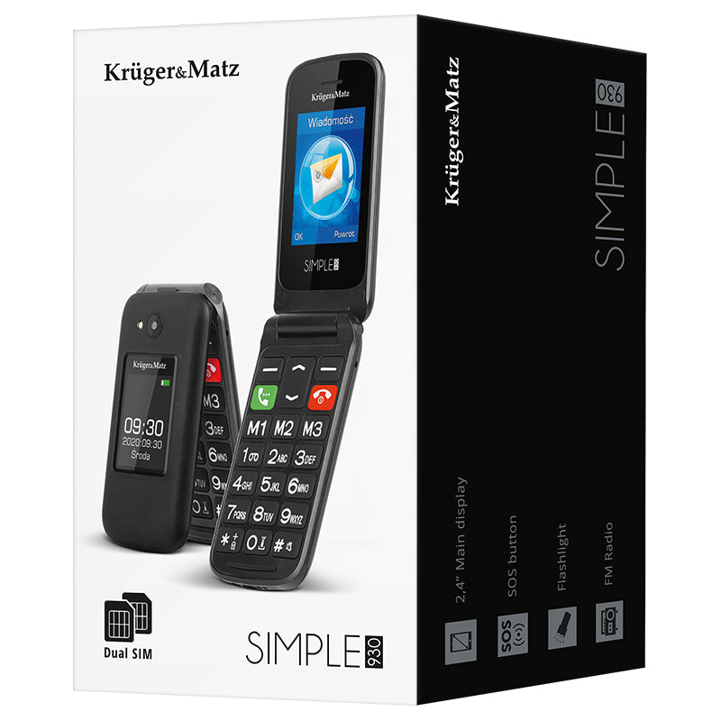 Telefon GSM Seniori Buton & Kruger Sos 930 cu Bluetooth, radio FM, alarma si baterie 1000 mAh