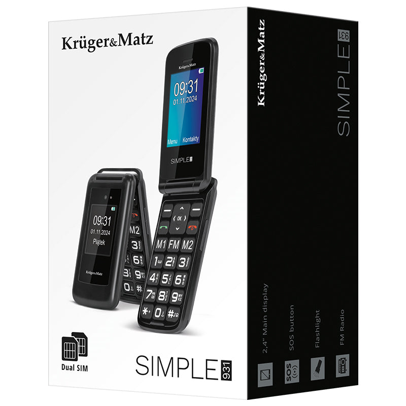 Telefon GSM Seniori Buton & Kruger Sos 931 cu Bluetooth si baterie 1000 mAh