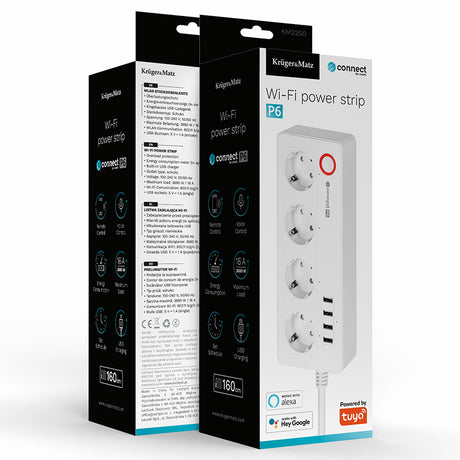 Prelungitor Smart 4 Prize Schuko 4 USB Connect P6 TUYA