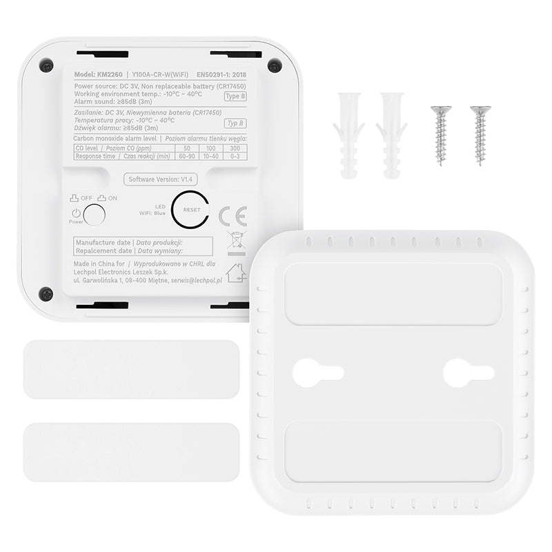 Senzor Monoxid de Carbon Connect Tuya & Kruger S 10 cu alarma, afisaj LCD, Internet WiFi si baterie 2500 mAh