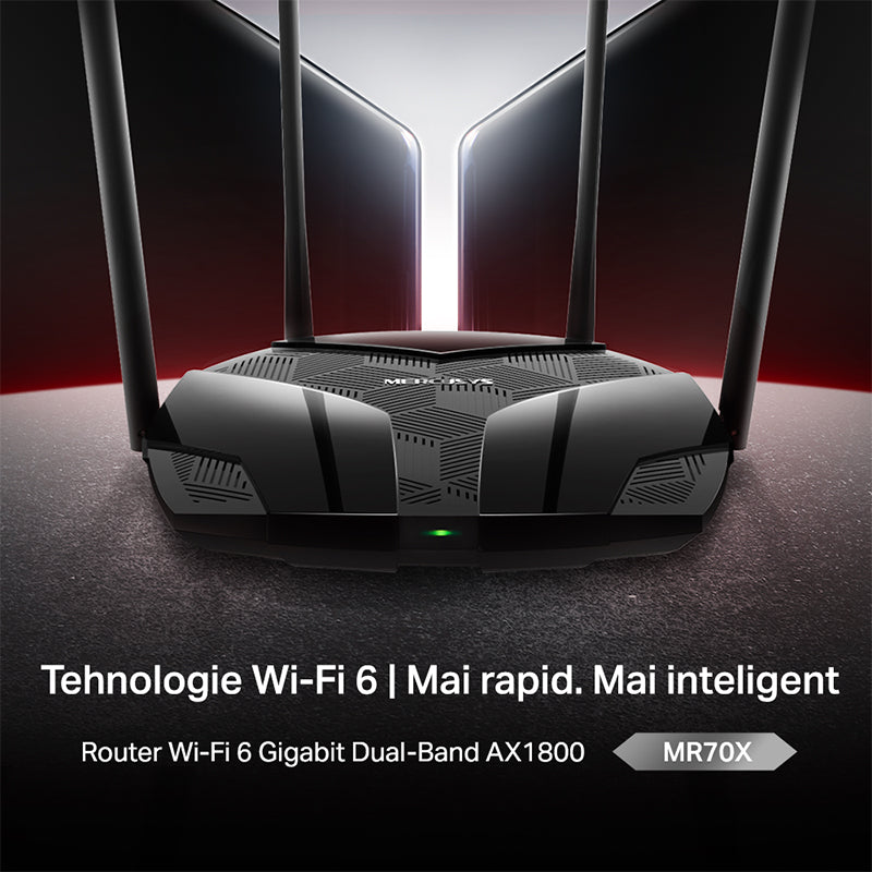 Router 4 Porturi Gigabit Wi-fi 6 Mercusys AC 1800 cu Internet WiFi si USB
