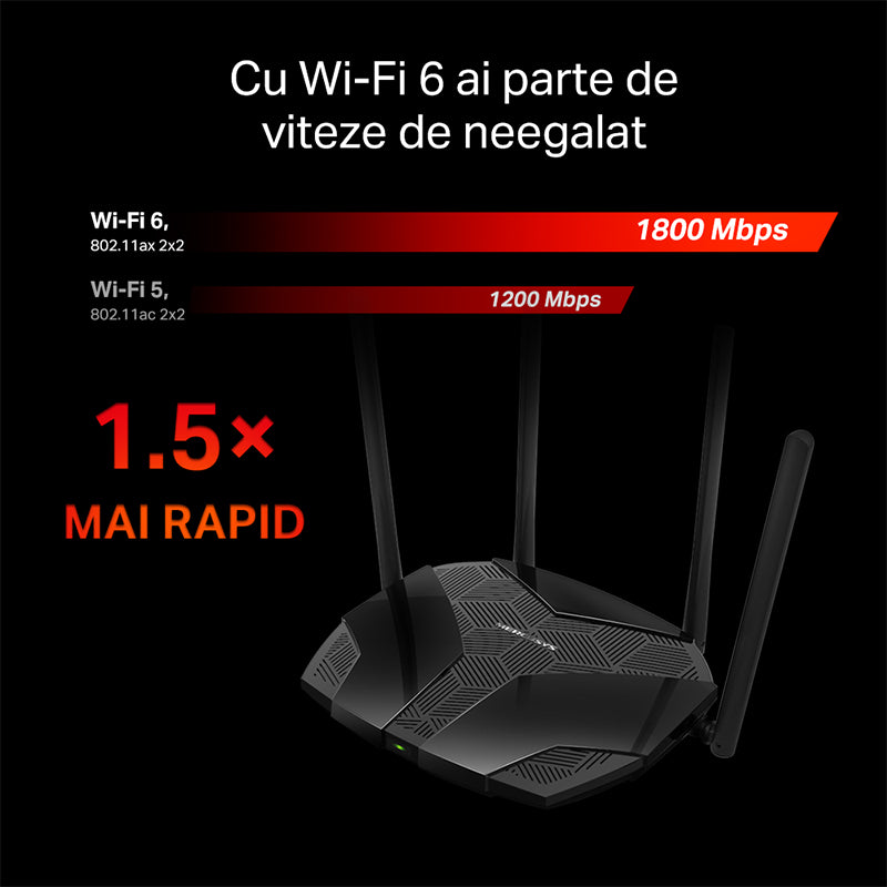 Router 4 Porturi Gigabit Wi-fi 6 Mercusys AC 1800 cu Internet WiFi si USB