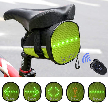 Geanta Bicicleta cu Semnalizare LED Spacer cu baterie reincarcabila, USB si Telecomanda