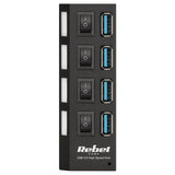 Hub 3.0 4 Porturi Rebel Kom 0940 cu USB