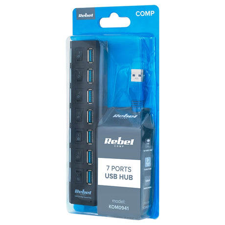 Hub 3.0 7 Porturi Rebel Kom 0941 cu USB
