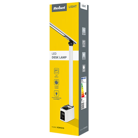 Lampa LED Birou cu Ceas Qc Pd Rebel Kom 1019 cu USB