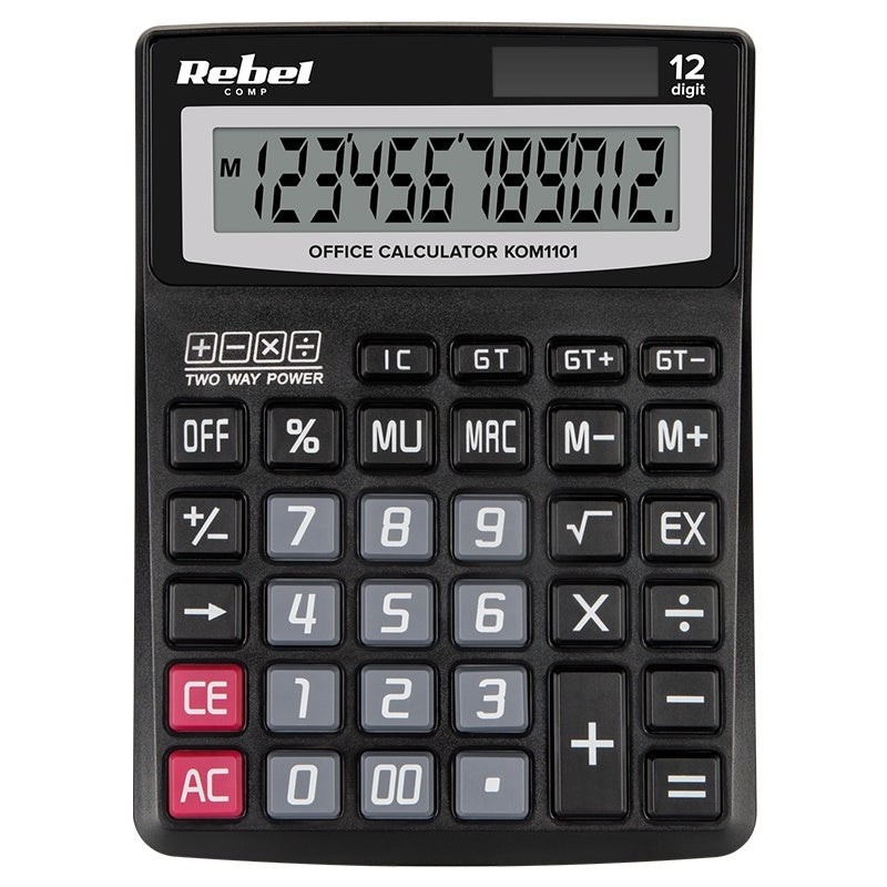 Calculator de Birou 12 Digiti Oc-100 Rebel Kom 1101 cu baterie reincarcabila