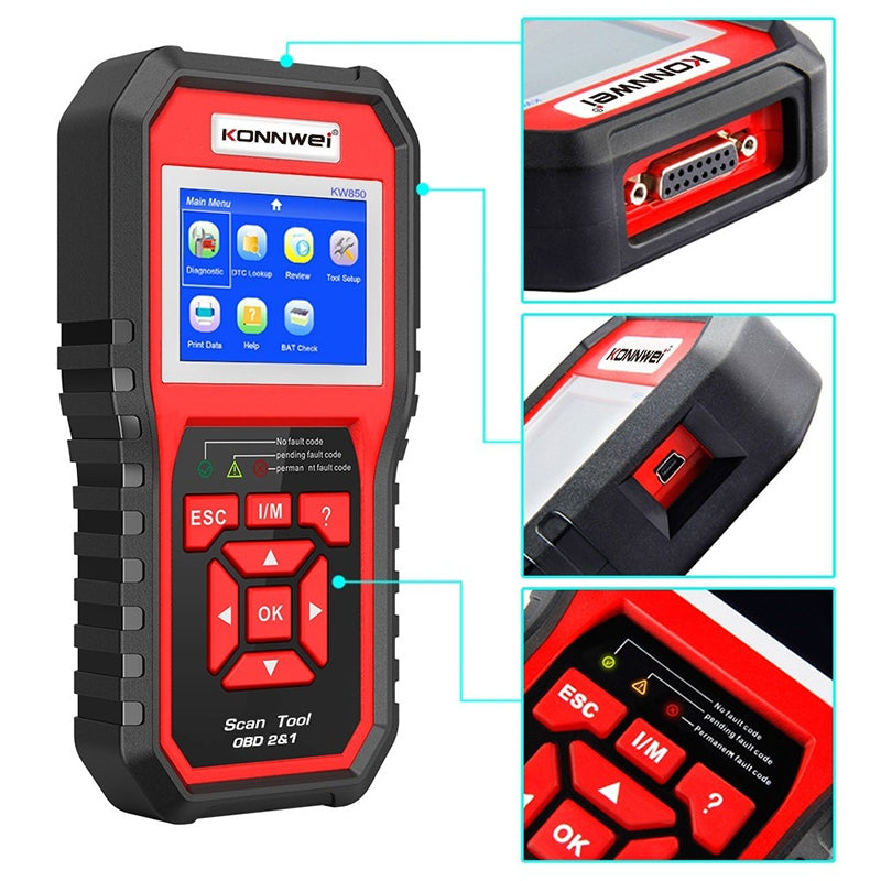 Multimetru Diagnoza Auto Obd2 Konnwei Kw 850 cu Internet WiFi si baterie reincarcabila