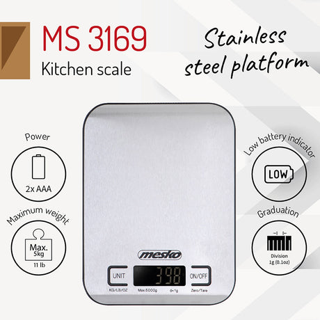 Cantar Bucatarie INOX Ms 3169 Negru Mesko