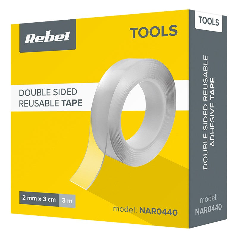 Banda Montaj Dublu Adeziva Transparenta 2x30mm 3m Rebel Nar 0440 cu DAB+