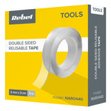 Banda Montaj Dublu Adeziva Transparenta 2x30mm 3m Rebel Nar 0440 cu DAB+