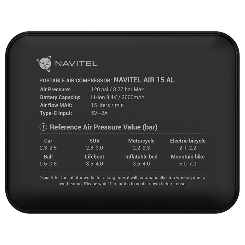Compresor .8wh Air15al Navitel Auto 16 cu afisaj LCD, baterie 2000 mAh si USB