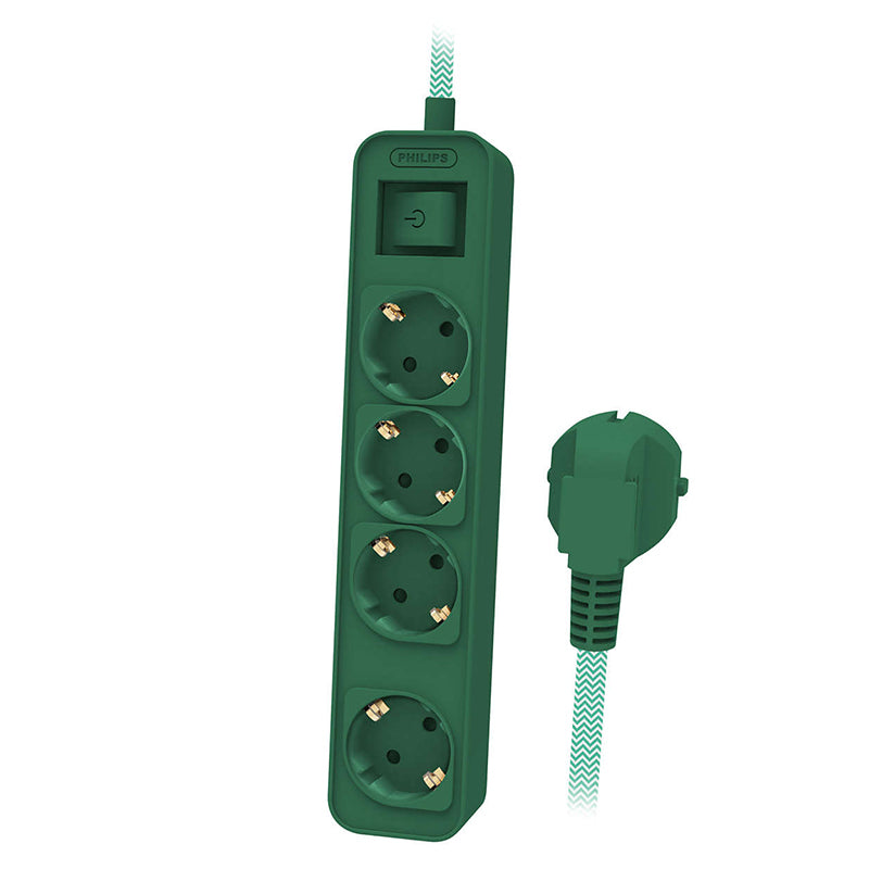 Prelungitor cu Intrerupator 4 Cai 1.5m Verde