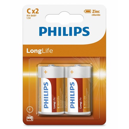 Baterie Longlife C Blister 2 Buc Philips R 14 cu baterie reincarcabila