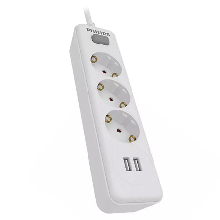 Prelungitor 3 Prize 2m 2 x Philips cu USB