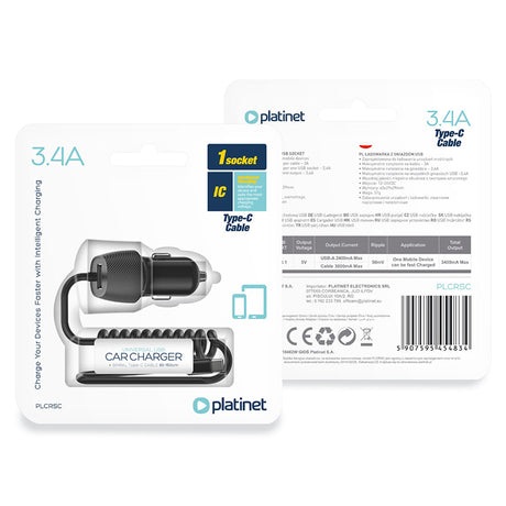 Incarcator Auto Cablu Spiralat 3.4A Type C