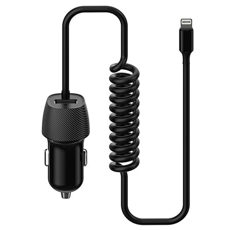 Incarcator Auto Cablu Spiralat Lightning cu USB