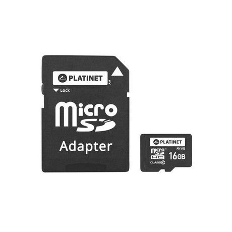 Micro SD Card 16GB Cls 10 cu Adaptor Platinet