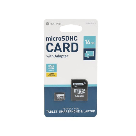 Micro SD Card 16GB Cls 10 cu Adaptor Platinet
