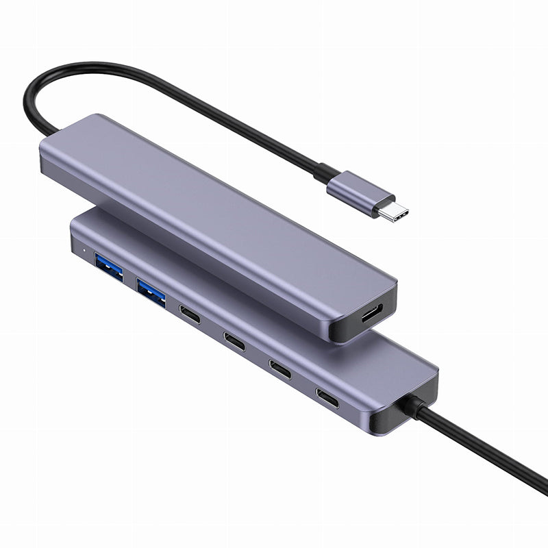 Hub 7 in 1 10gbs Aluminiu Platinet Pd 100W cu USB