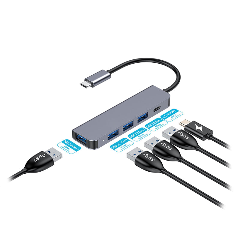 Hub 5 in 1 -c Aluminiu Platinet Pd 100W cu USB